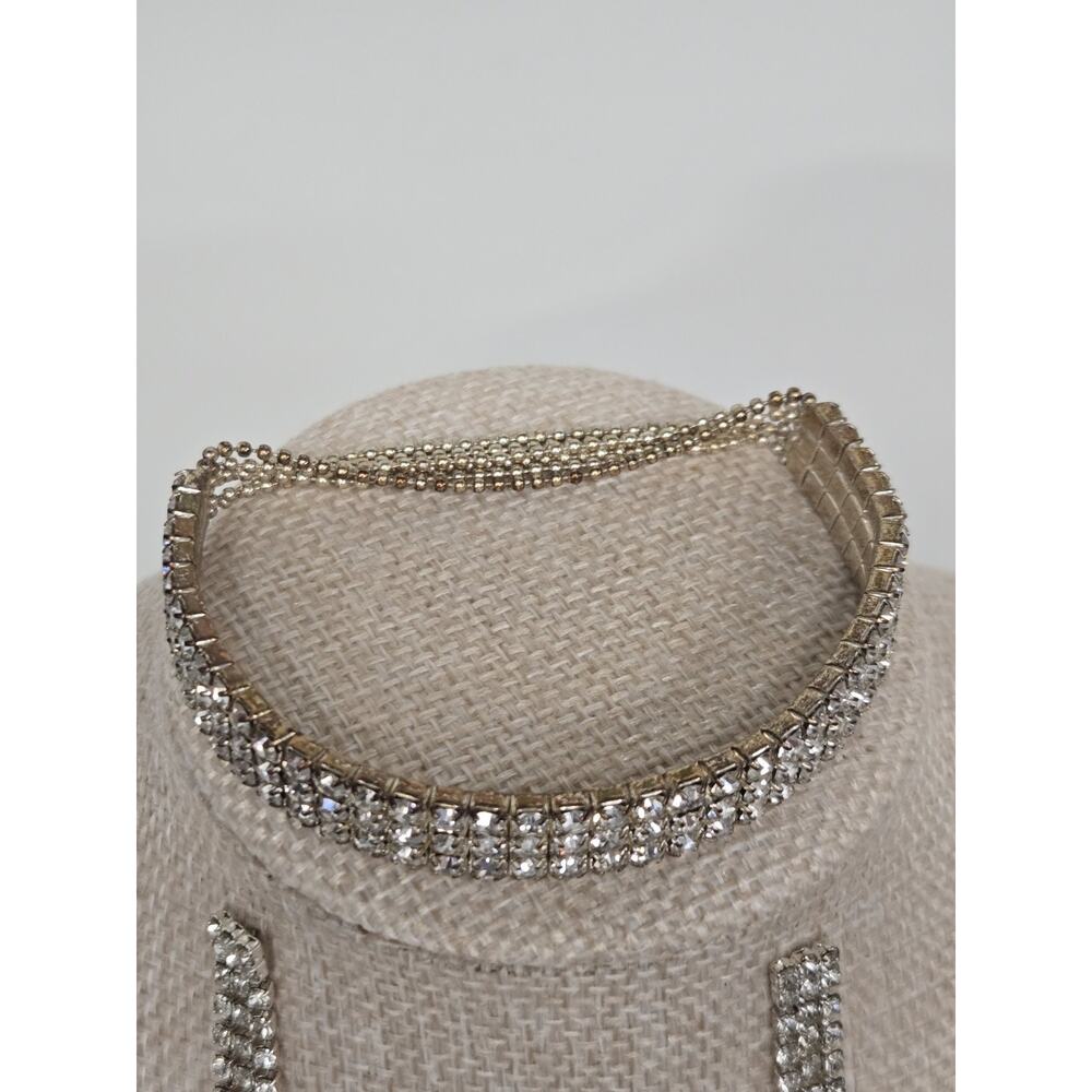 Costume Bracelet & Chandelier Earrings Sparkly Fancy Elegant Stretch - Picture 4 of 6
